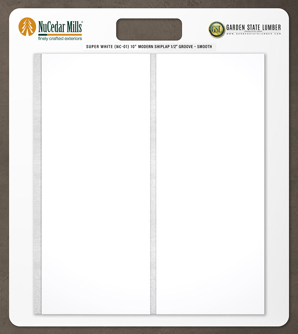10″ Smooth T&G Modern Shiplap Strips - 2' x 2' Display