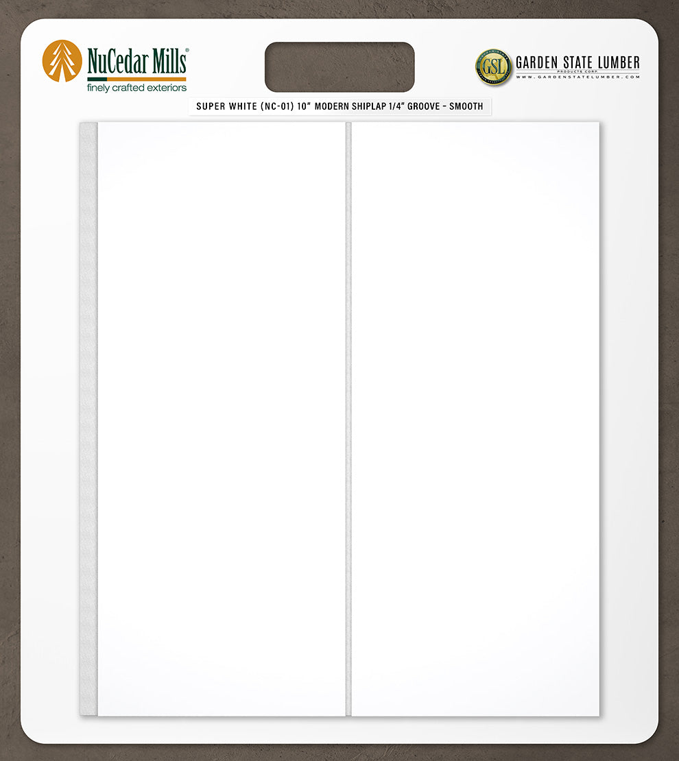 10″ Smooth T&G Modern Shiplap Strips - 2' x 2' Display