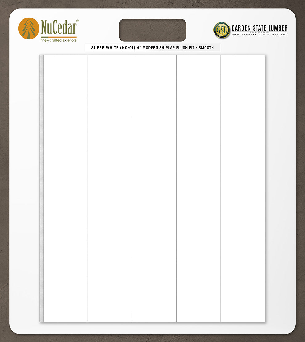 4″ Smooth T&G Modern Shiplap Strips - 2' x 2' Display