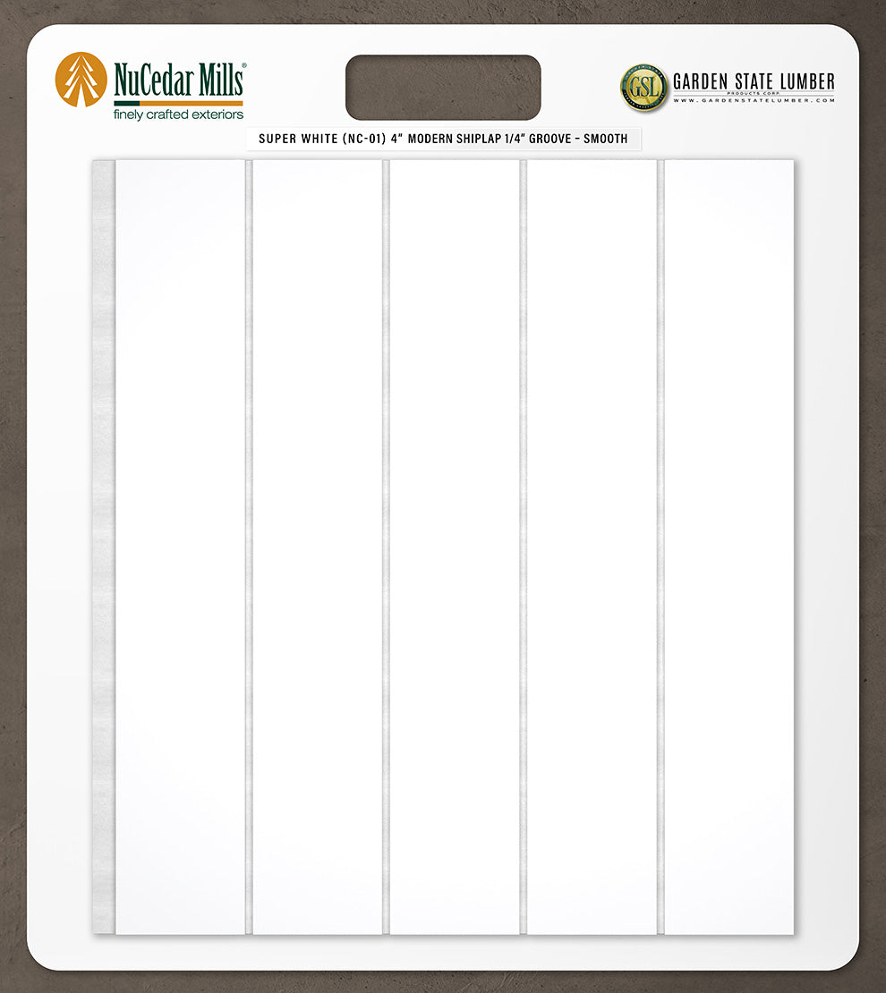 4″ Smooth T&G Modern Shiplap Strips - 2' x 2' Display
