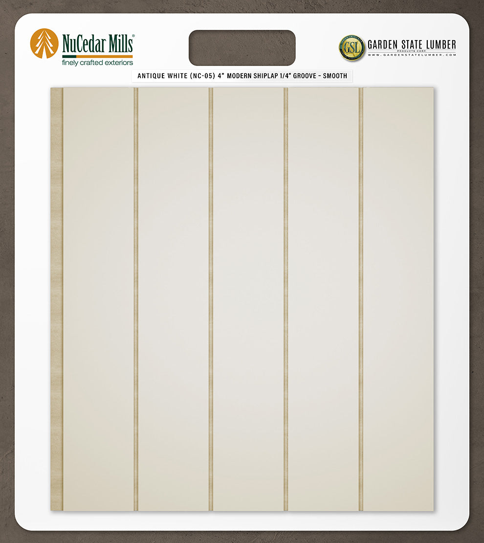 4″ Smooth T&G Modern Shiplap Strips - 2' x 2' Display