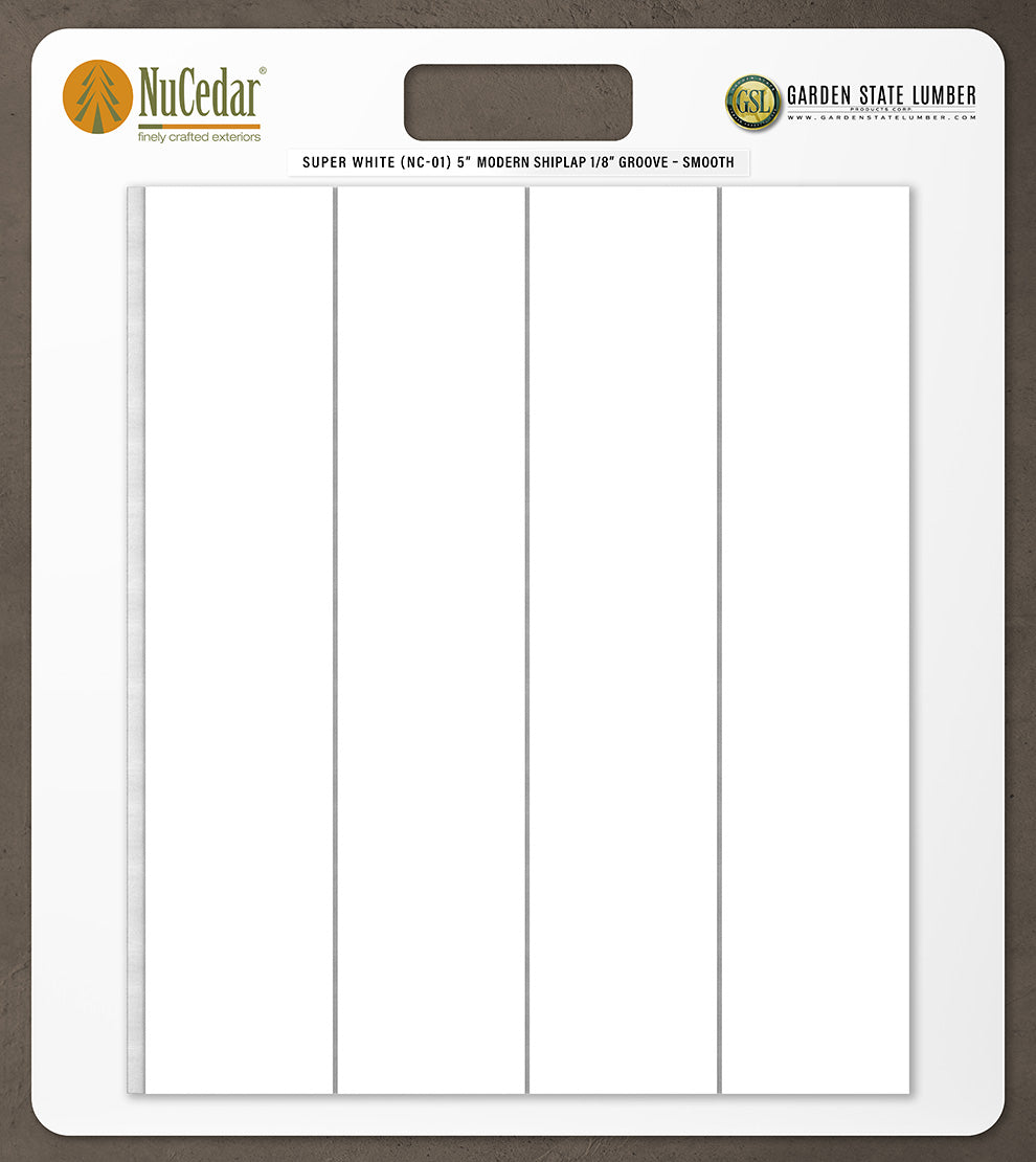 5″ Smooth T&G Modern Shiplap Strips - 2' x 2' Display