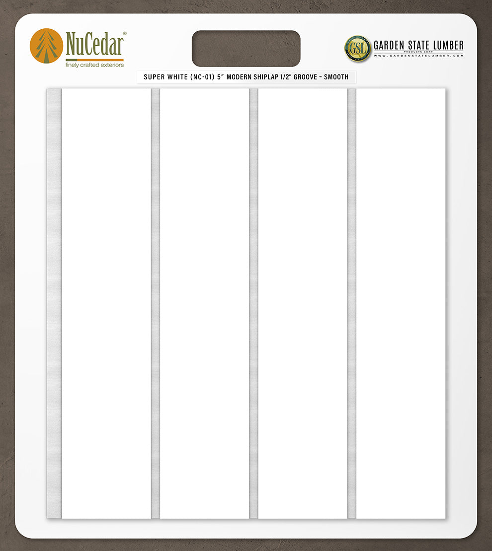 5″ Smooth T&G Modern Shiplap Strips - 2' x 2' Display