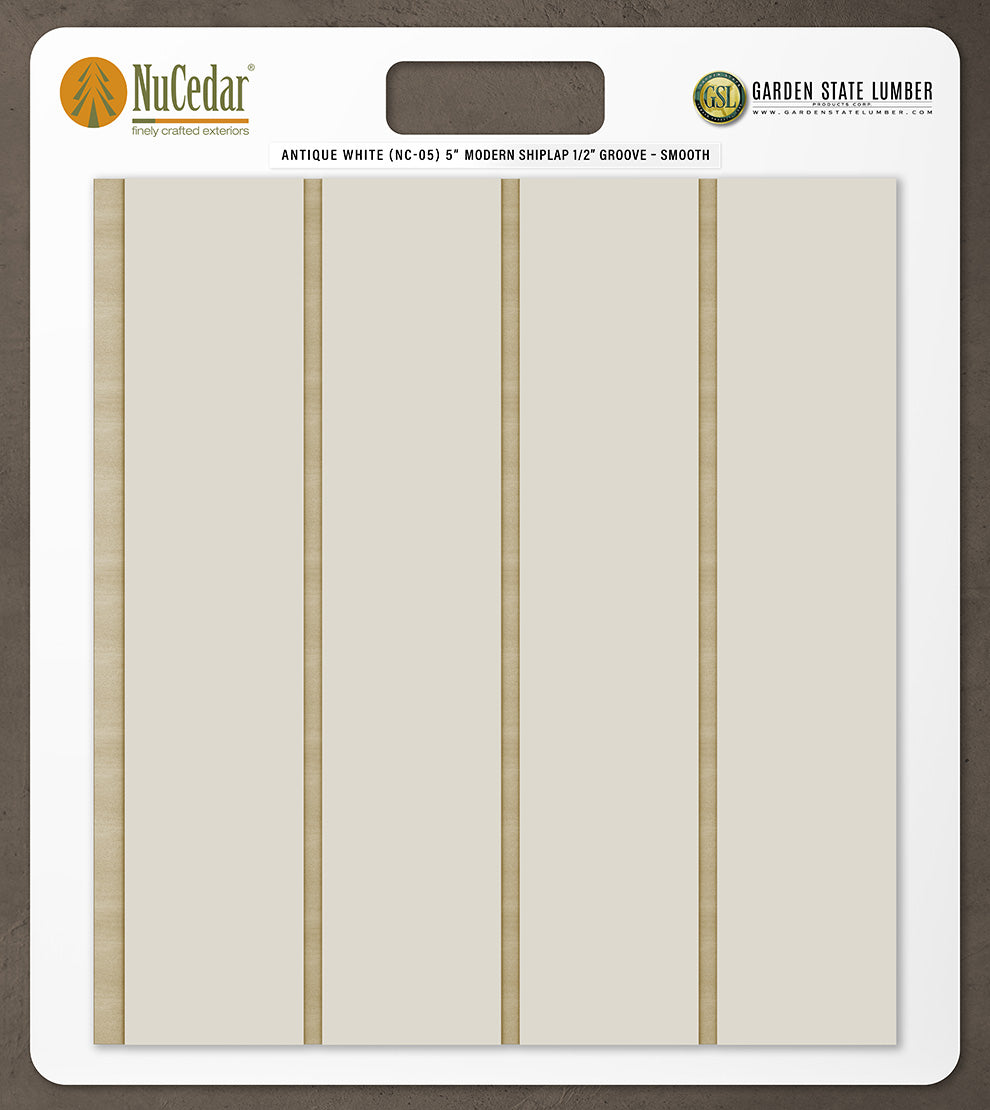5″ Smooth T&G Modern Shiplap Strips - 2' x 2' Display