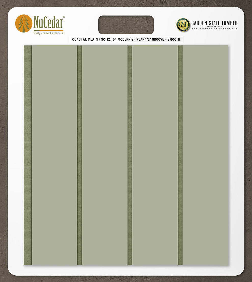 5″ Smooth T&G Modern Shiplap Strips - 2' x 2' Display