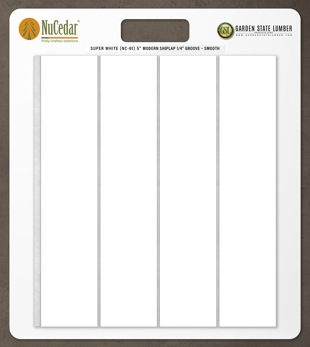 5″ Smooth T&G Modern Shiplap Strips - 2' x 2' Display
