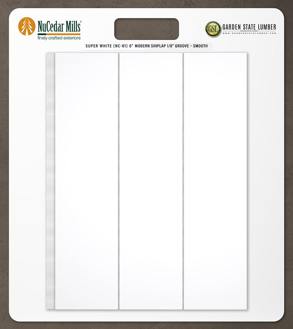 6″ Smooth T&G Modern Shiplap Strips - 2' x 2' Display