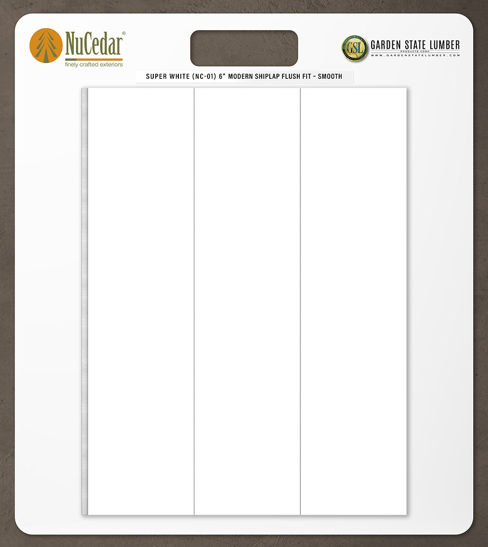 6″ Smooth T&G Modern Shiplap Strips - 2' x 2' Display
