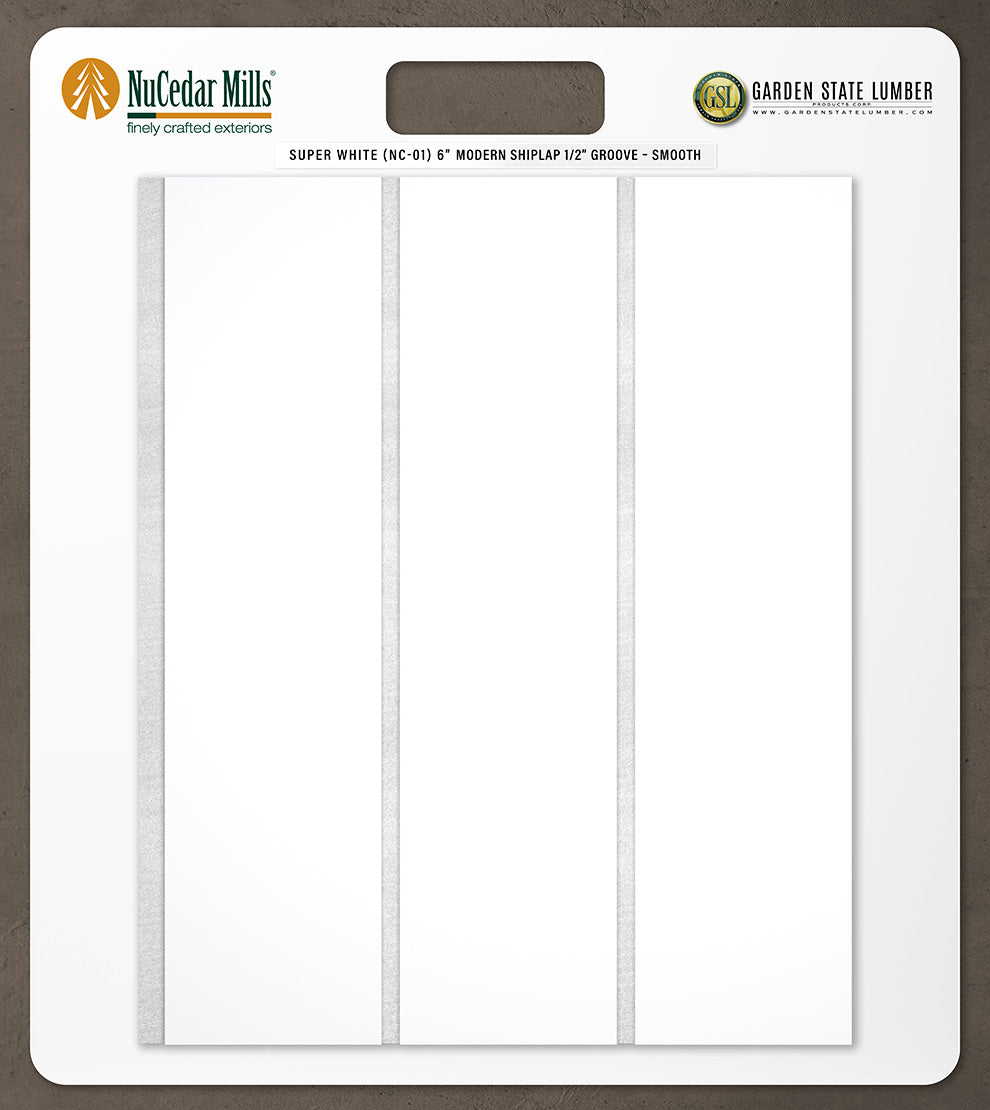 6″ Smooth T&G Modern Shiplap Strips - 2' x 2' Display