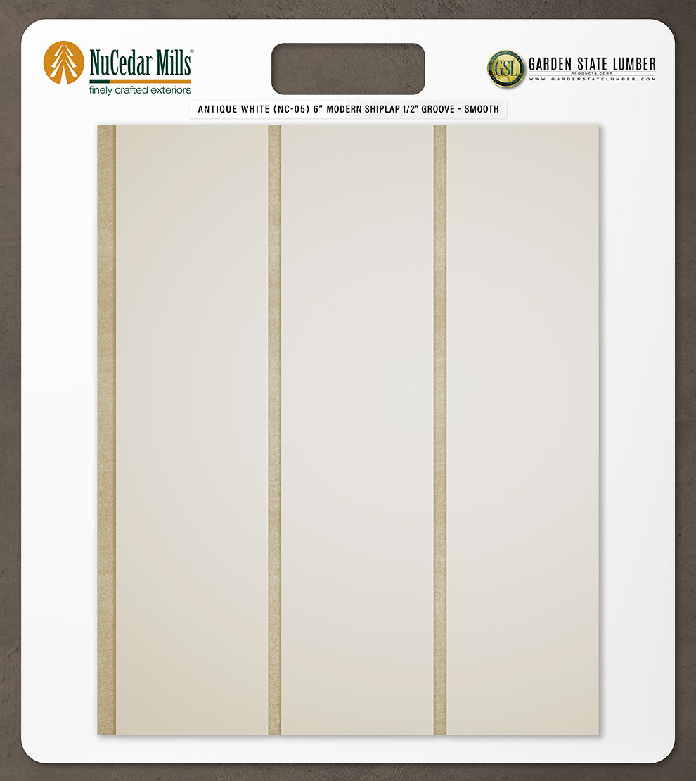 6″ Smooth T&G Modern Shiplap Strips - 2' x 2' Display