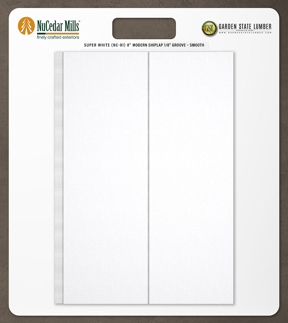 8″ Smooth T&G Modern Shiplap Strips - 2' x 2' Display