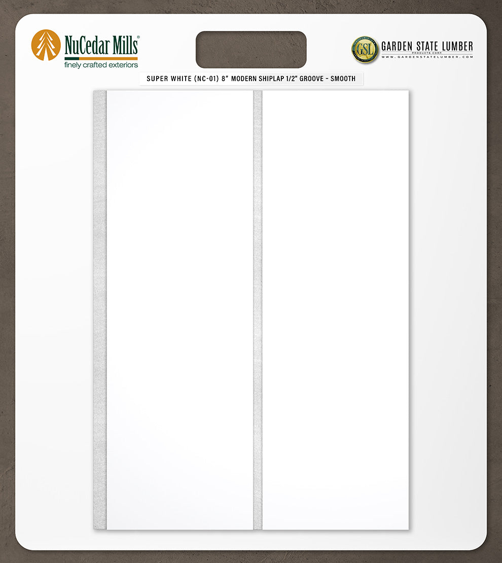 8″ Smooth T&G Modern Shiplap Strips - 2' x 2' Display