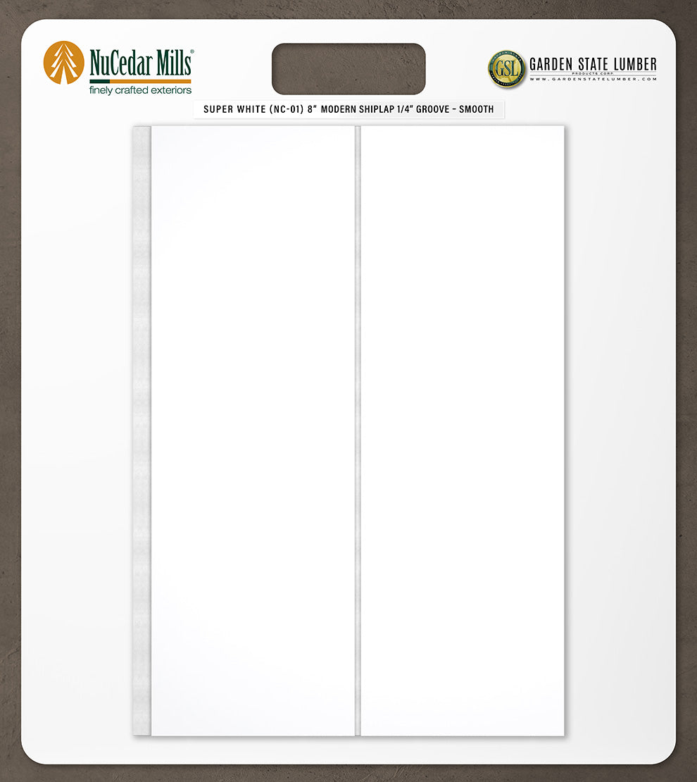 8″ Smooth T&G Modern Shiplap Strips - 2' x 2' Display
